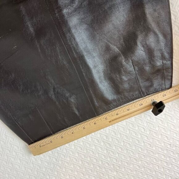 Vintage Marisa Minicucci Women’s Small Dark Chocolate Brown Leather Skirt Italy - Picture 10 of 15